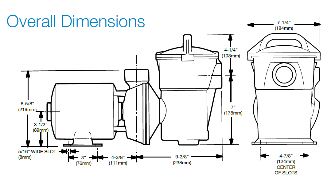 Hayward PowerFlo Series Pump Dimensions